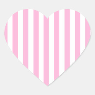 Girly Baby Pink Solid Stripes Pattern Heart Sticker