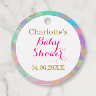 Girly Baby Shower Colourful Unicorn Gold Glitter Favour Tags