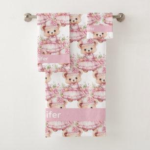 Girly Baby & Toddler Bath Towel Set Custom Name
