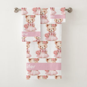 Girly Baby & Toddler Bath Towel Set   Custom Name