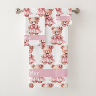 Girly Baby & Toddler Bath Towel Set   Custom Name