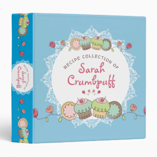 Girly bakery cupcake personalized cookbook recipe binder