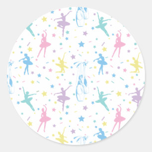 Girly Ballerina Dancer - Ballet Pattern Classic Round Sticker