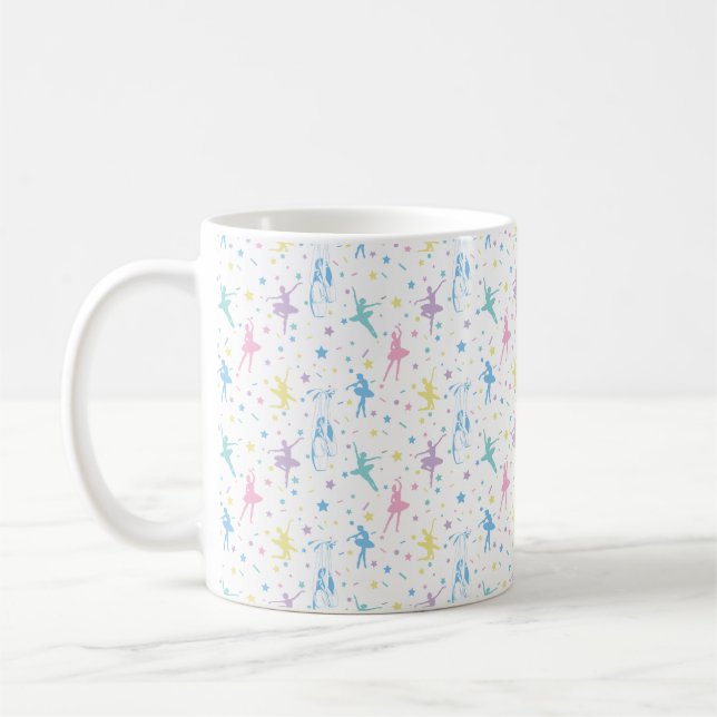 Girly Ballerina Dancer - Ballet Pattern Coffee Mug (Left)