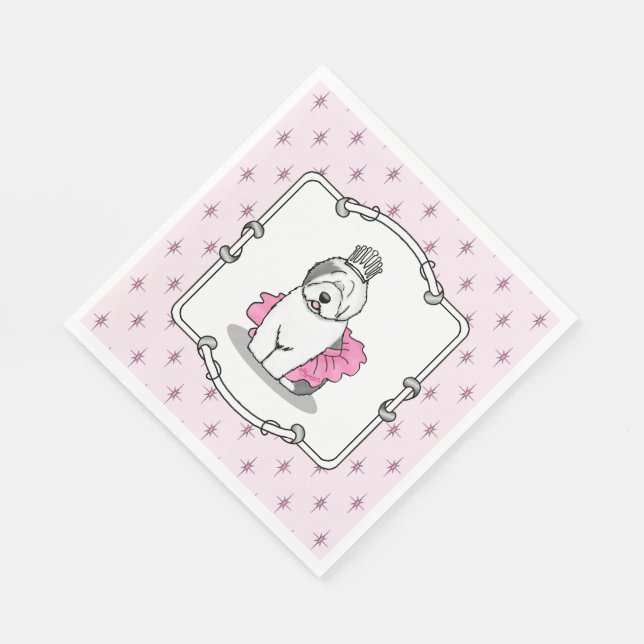 Girly Ballet Princess Old English Sheepdog Grey 1 Napkin (Corner)