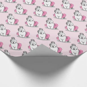 Girly Ballet Princess Old English Sheepdog Grey 1 Wrapping Paper