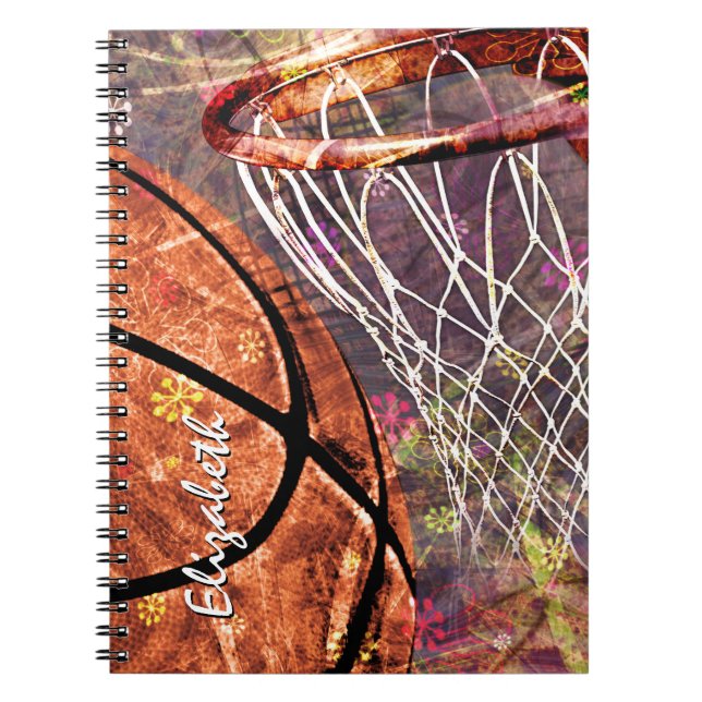 Girly Basketball personalized  Notebook (Front)