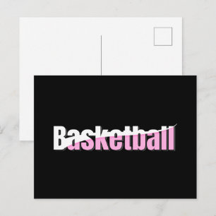 Girly Basketball Player Pink Typography Postcard