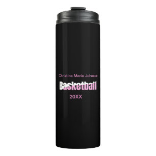 Girly Basketball Player Pink Typography Thermal Tumbler