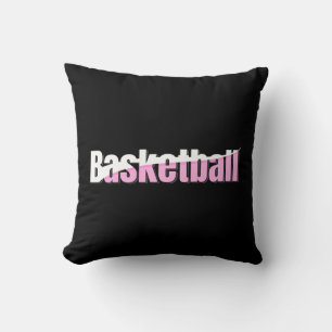 Girly Basketball Player Pink Typography Throw Pillow
