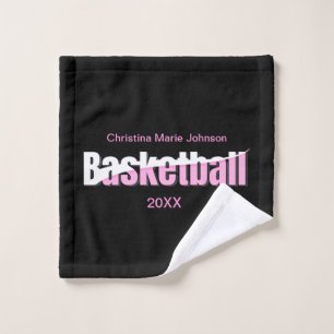 Girly Basketball Player Pink Typography Wash Cloth
