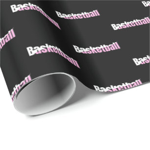 Girly Basketball Player Pink Typography Wrapping Paper