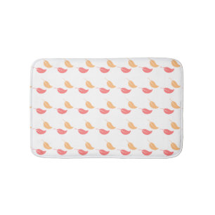 Girly Bath Mat Pink yellow leaves