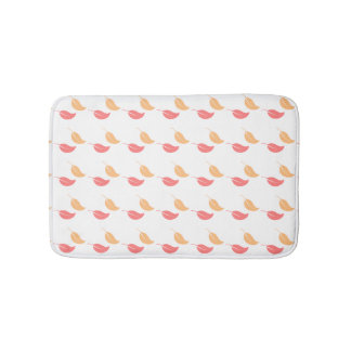 Girly Bath Mat Pink yellow leaves