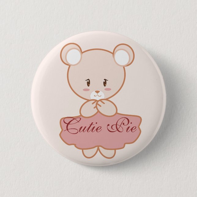 Girly Bear 2 Inch Round Button (Front)