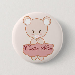 Girly Bear 2 Inch Round Button