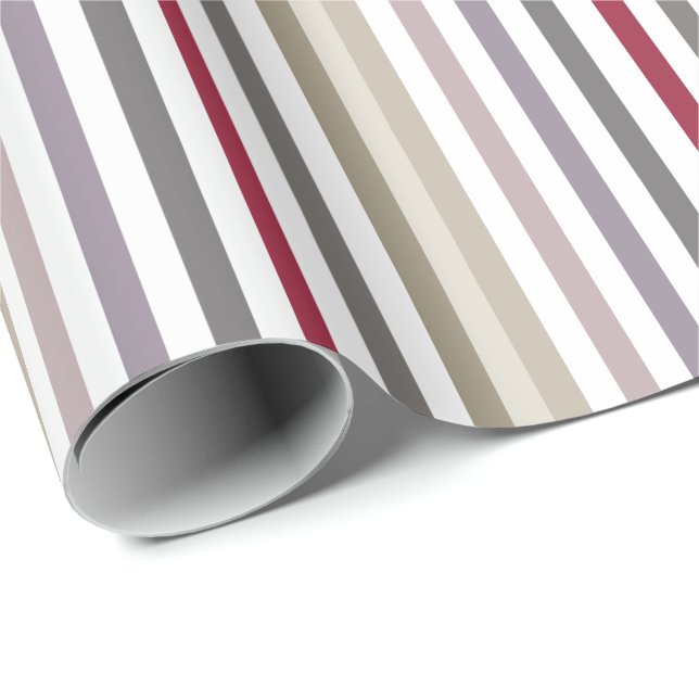 Girly Beige and Red Big Horizontal Stripes Pattern Wrapping Paper (Roll Corner)