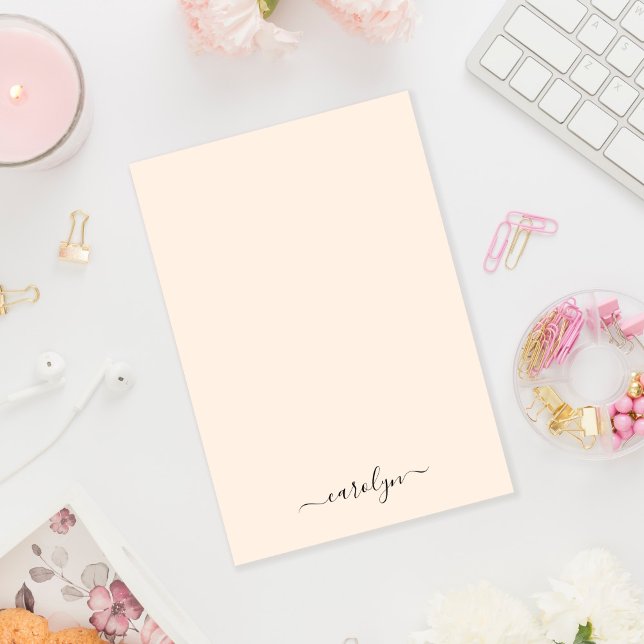 Girly Beige Monogram Modern Script Personalized Post-it Notes (Creator Uploaded)
