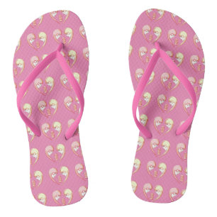 Girly BFF Karaoke Love Heart Flip Flops