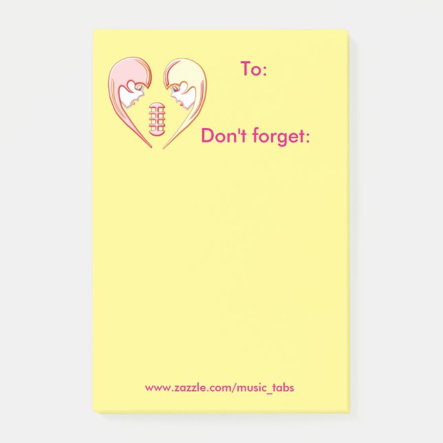 Girly BFF Karaoke Love Heart Post-it Notes (Front)