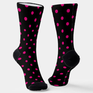 Girly Black and Hot Pink Polka Dot Socks
