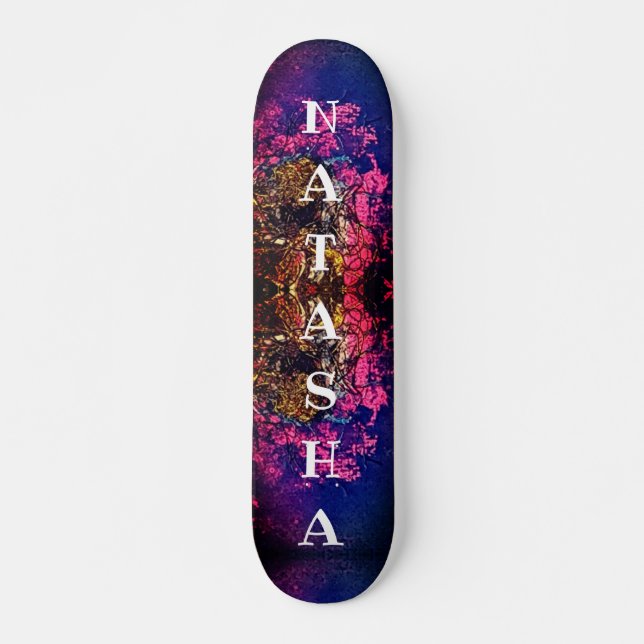 Girly Black and Pink abstract art on Skateboard (Front)