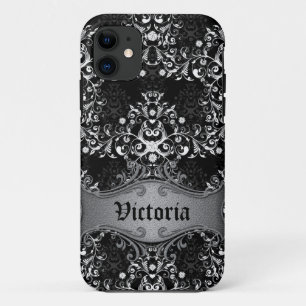 Girly Black and White Damask Victorian iPhone Case