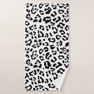 Girly Black and White Leopard Spot Bath Towel