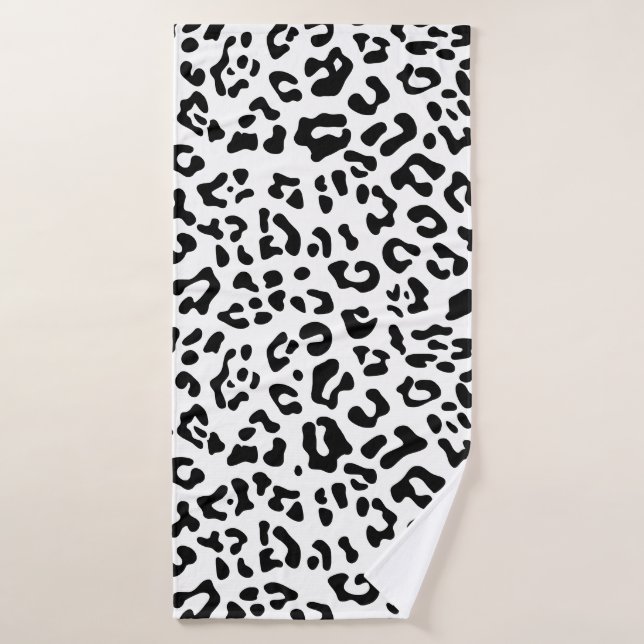 Girly Black and White Leopard Spot Bath Towel (Bath Towel)