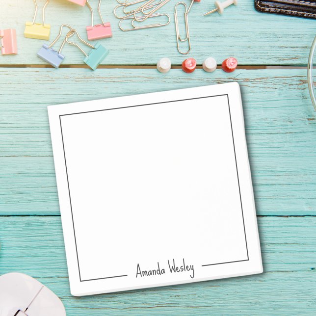 Girly Black and White Monogram Full Name Post-it Notes (Creator Uploaded)