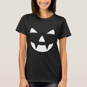 Girly Black and white Pumpkin Face Halloween  T-Shirt