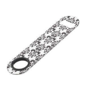 Girly Black and White Vintage Damask Pattern 2 Bar Key