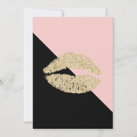 Girly Black Blush Pink Chic Glitter Lips