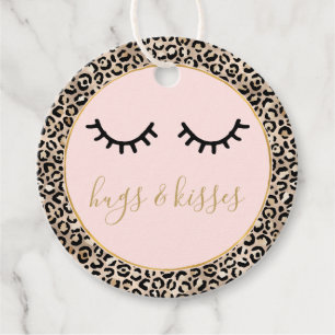 Girly Black Eyelashes Gold Glam Leopard Print Favour Tags