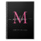 Girly Black Hot Pink Monogram Script Name Initial