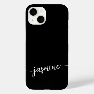 Girly Black Monogram Name Signature Script Case-Mate iPhone 14 Case