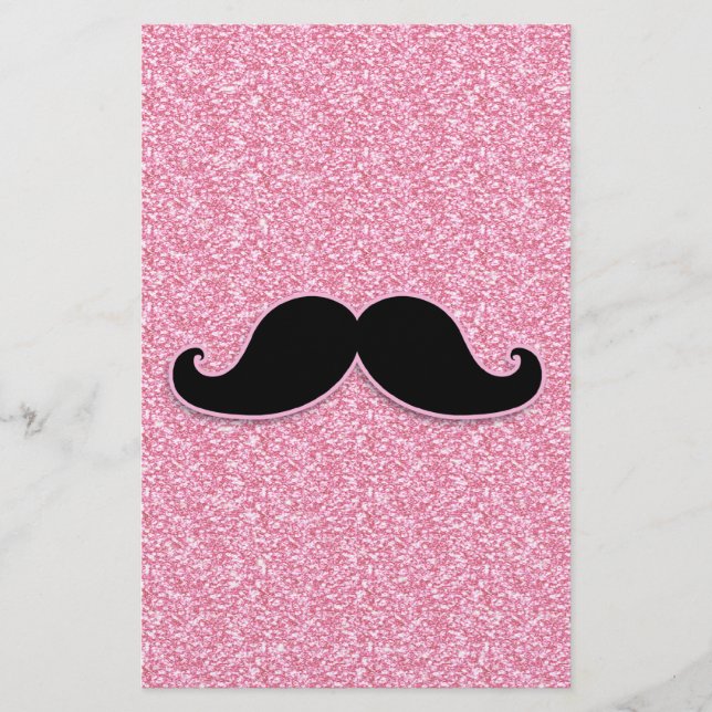 GIRLY BLACK MUSTACHE PINK GLITTER PRINTED (Front)