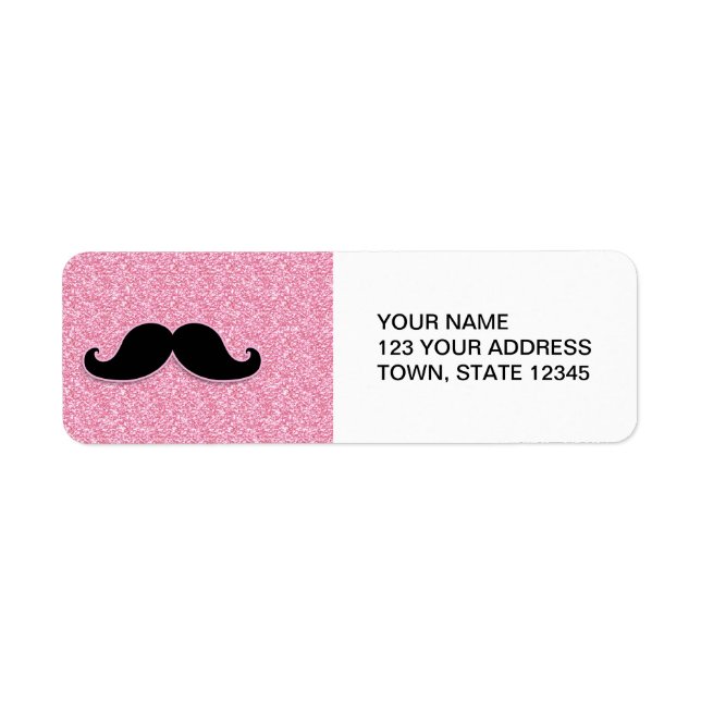 GIRLY BLACK MUSTACHE PINK GLITTER PRINTED (Front)