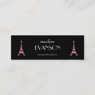 Girly Black,Pink, White French Style Eiffel Towers Mini Business Card