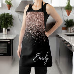 Girly Black Rose Gold Blush Pink Glitter Monogram<br><div class="desc">Girly Black and Rose Gold - Blush Pink Sparkle Glitter Brushed Metal Monogram Name Apron. This makes the perfect sweet 16 birthday,  wedding,  bridal shower,  anniversary,  baby shower or bachelorette party gift for someone that loves glam luxury and chic styles.</div>