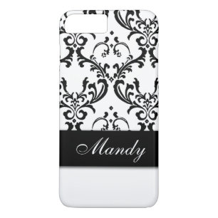 GIRLY BLACK VINTAGE DAMASK YOUR NAME iPhone 8 PLUS/7 PLUS CASE