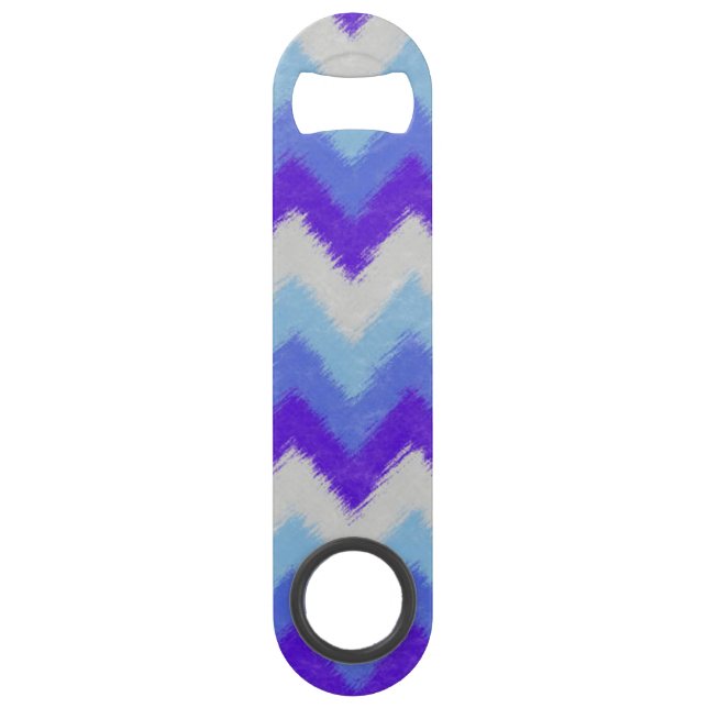 Girly Blue and White Bohemian Chevron Pattern Speed Bottle Opener (Front)