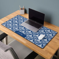 Girly blue and white damasks pattern monogram