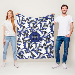 girly blue black volleyball sports team colours fleece blanket