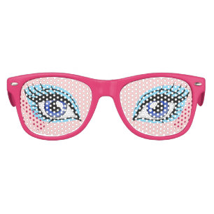 Girly Blue Doll Eyes Girl's Party Costume Glasses