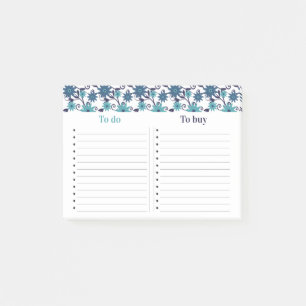 Girly Blue Floral Pattern To Do List Post-it Notes