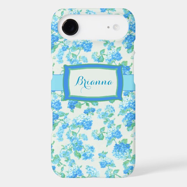 Girly Blue Floral Personalized Case-Mate iPhone Case (Back)