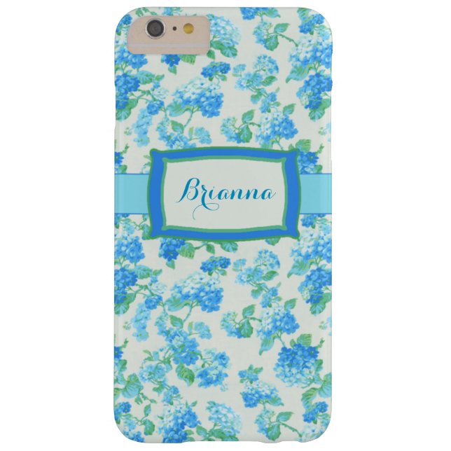 Girly Blue Floral Personalized Case-Mate iPhone Case (Back)