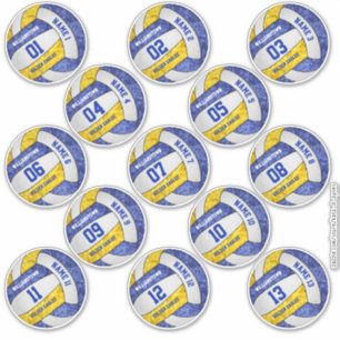 girly blue gold volleyball player names set of 13