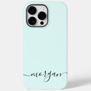 Girly Blue Monogram Modern Script Personalized Case-Mate iPhone 14 Pro Max Case